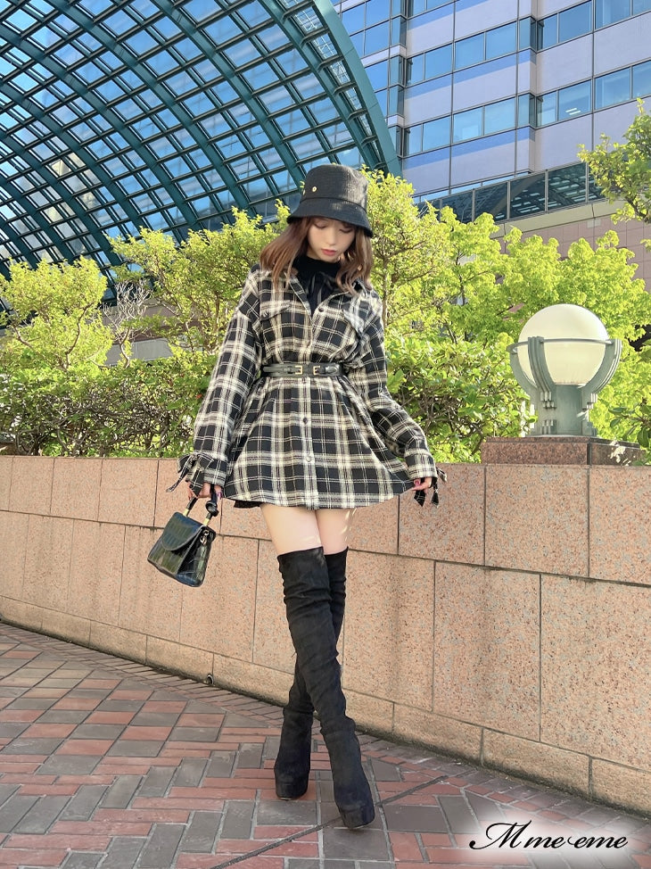 【SALE】Pearl heel knee high boots (eme10280)