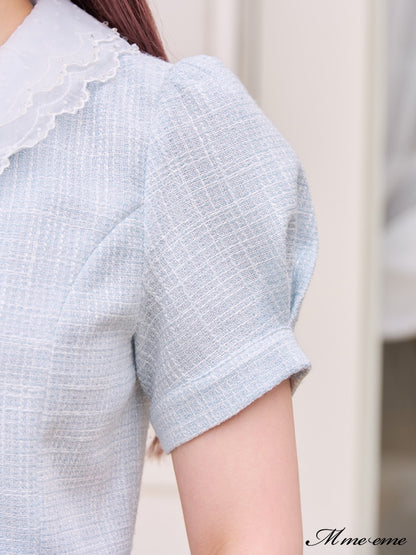 【SALE】Lace collar tweed jacket (eme10404)