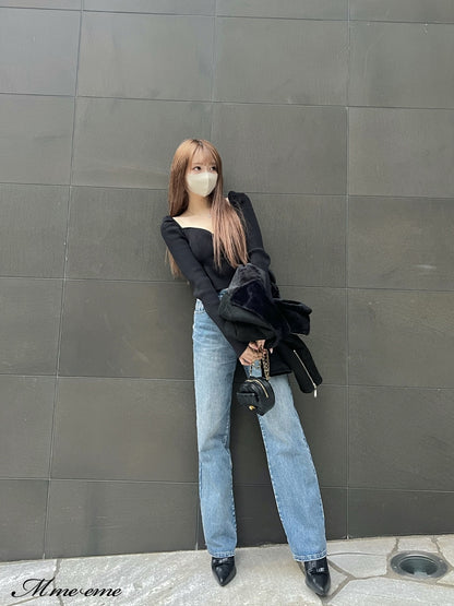 【SALE】Waist cut straight denim (eme10315)
