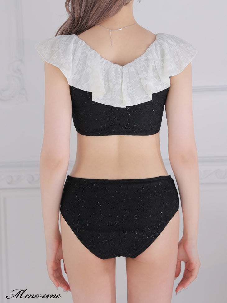 【SALE】Ribbon × glitter lace swimwear (eme10408)