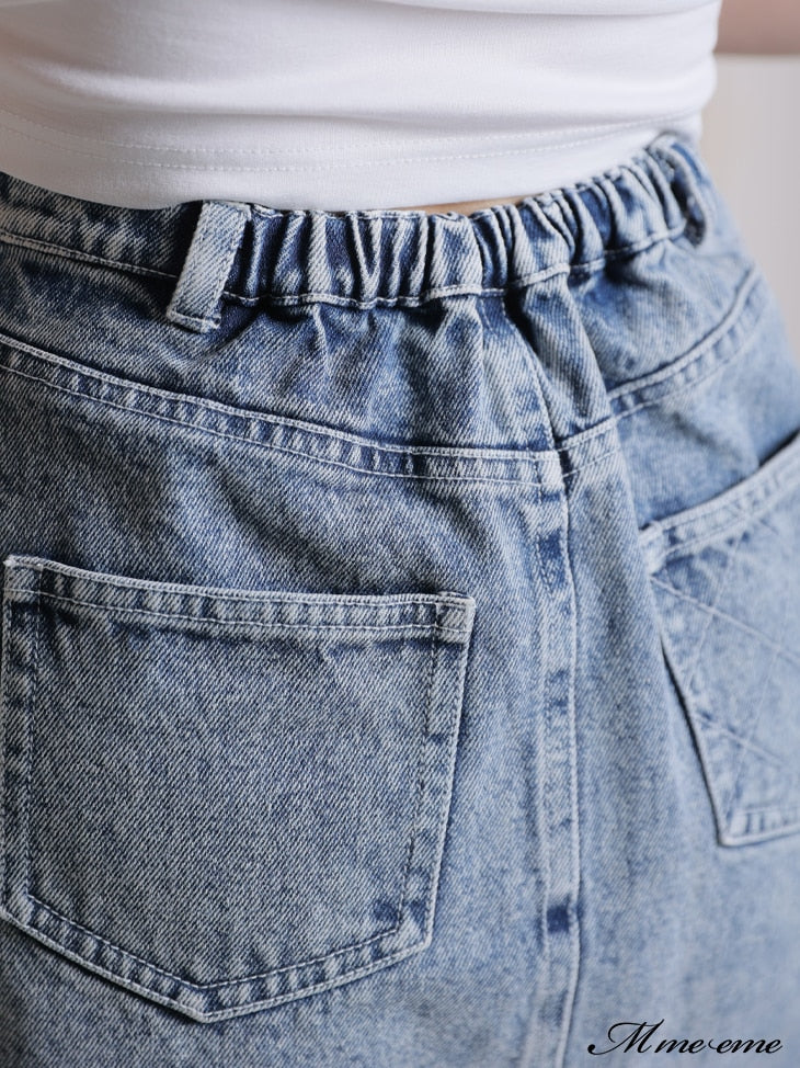 【SALE】Rhinestone denim mini skirt(eme10406)