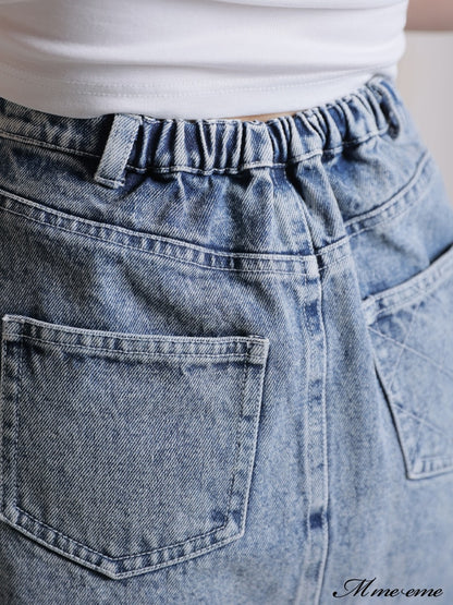 【SALE】Rhinestone denim mini skirt(eme10406)