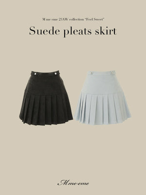 【SALE】Suede pleated skirt (eme10334)
