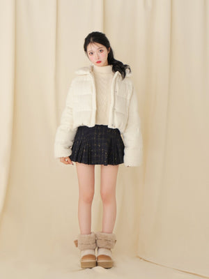 【SALE】Heart cable ribbon knit tops (eme10249)