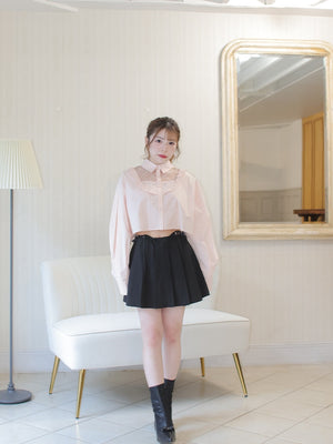 【SALE】Waist bijou pleated skirt (eme10432)