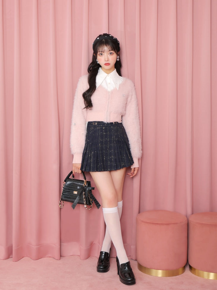 Belt design pleats mini skirt(eme10362)