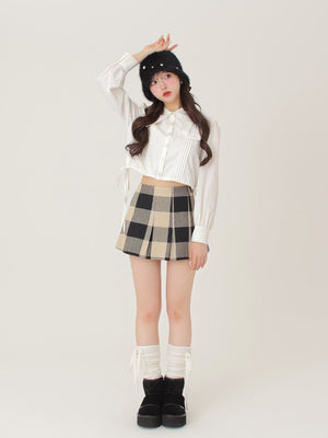【SALE】Check box pleats skirt(eme10380)