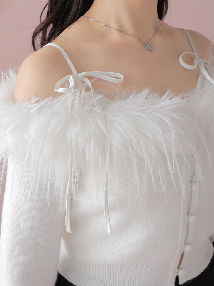 Feather ensemble knit tops(eme10366)