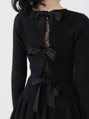 Back ribbon rib knit tops(eme10460)