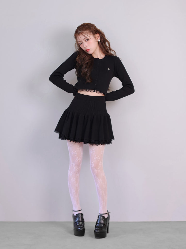 Rib knit mini skirt(eme10461)