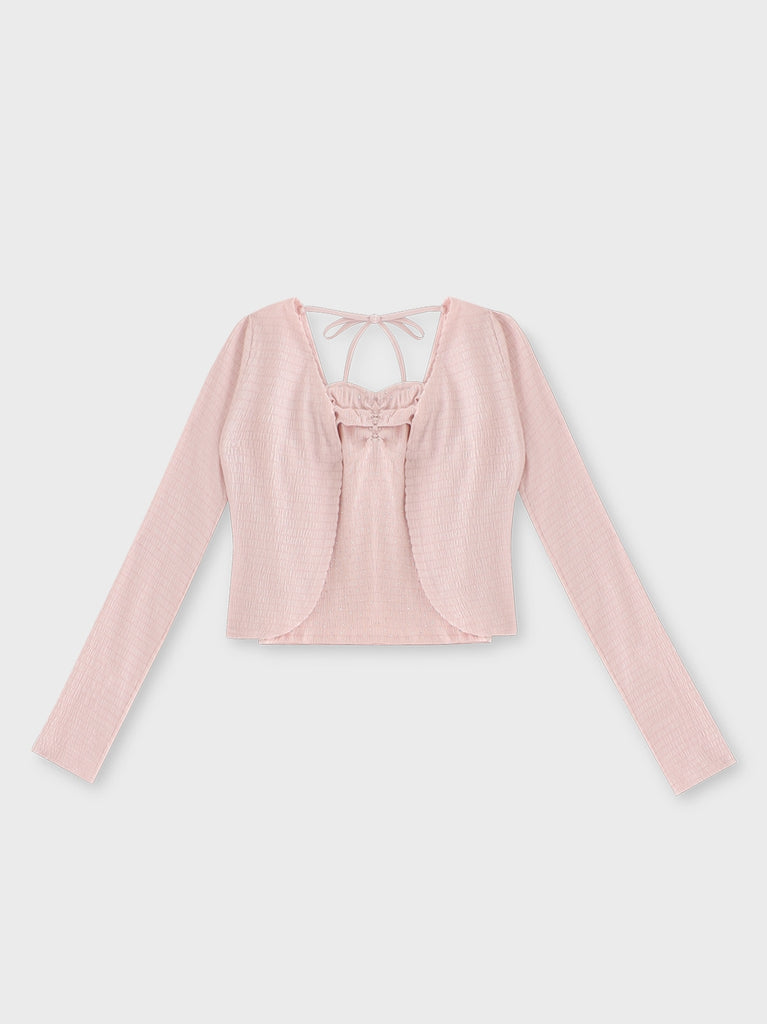 Back ribbon bear ensemble tops(eme10381)