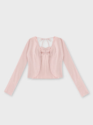 Back ribbon bear ensemble tops(eme10381)