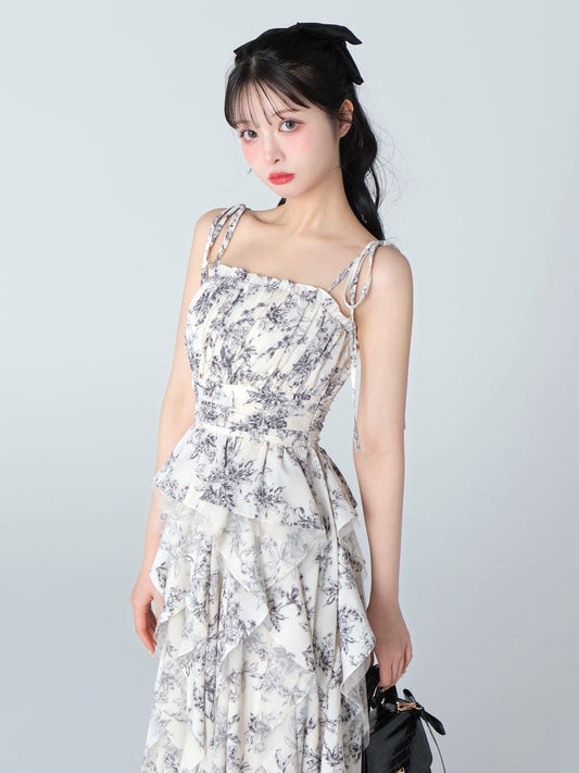Spiral frill flower long onepiece(eme10540)
