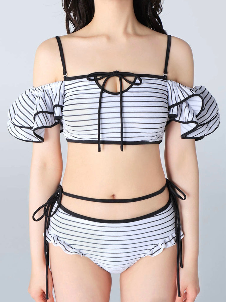 Ribbon frill border swimwear(eme10473)