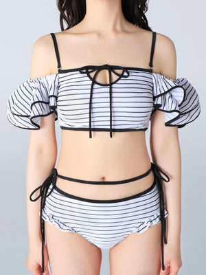 Ribbon frill border swimwear(eme10473)