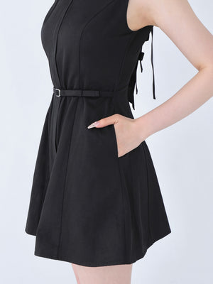 Back ribbon flare mini onepiece(eme10604)