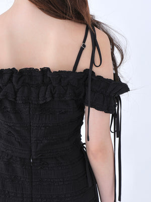 Off shoulder shirring race setup(eme10484)