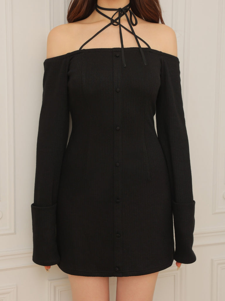 2way feather collar mini onepiece(eme10375)