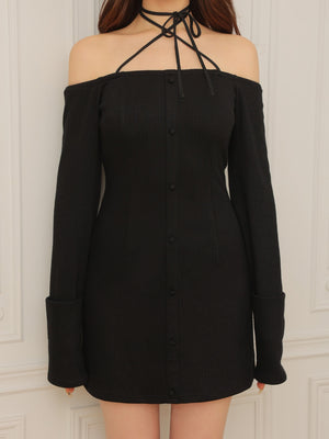 2way feather collar mini onepiece(eme10375)