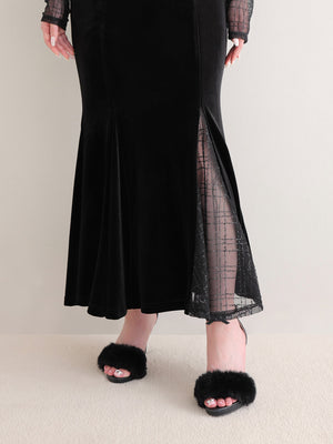 Velvet sheer long onepiece(eme10553)