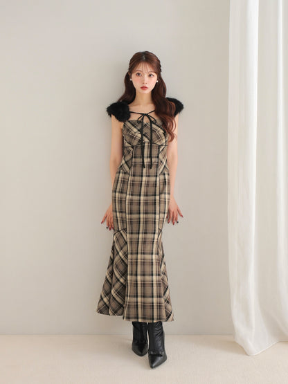 Fur sleeve mermaid onepiece(eme10718)