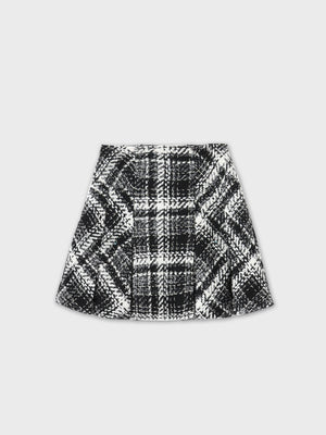 Roving check box pleated skirt(eme10726)