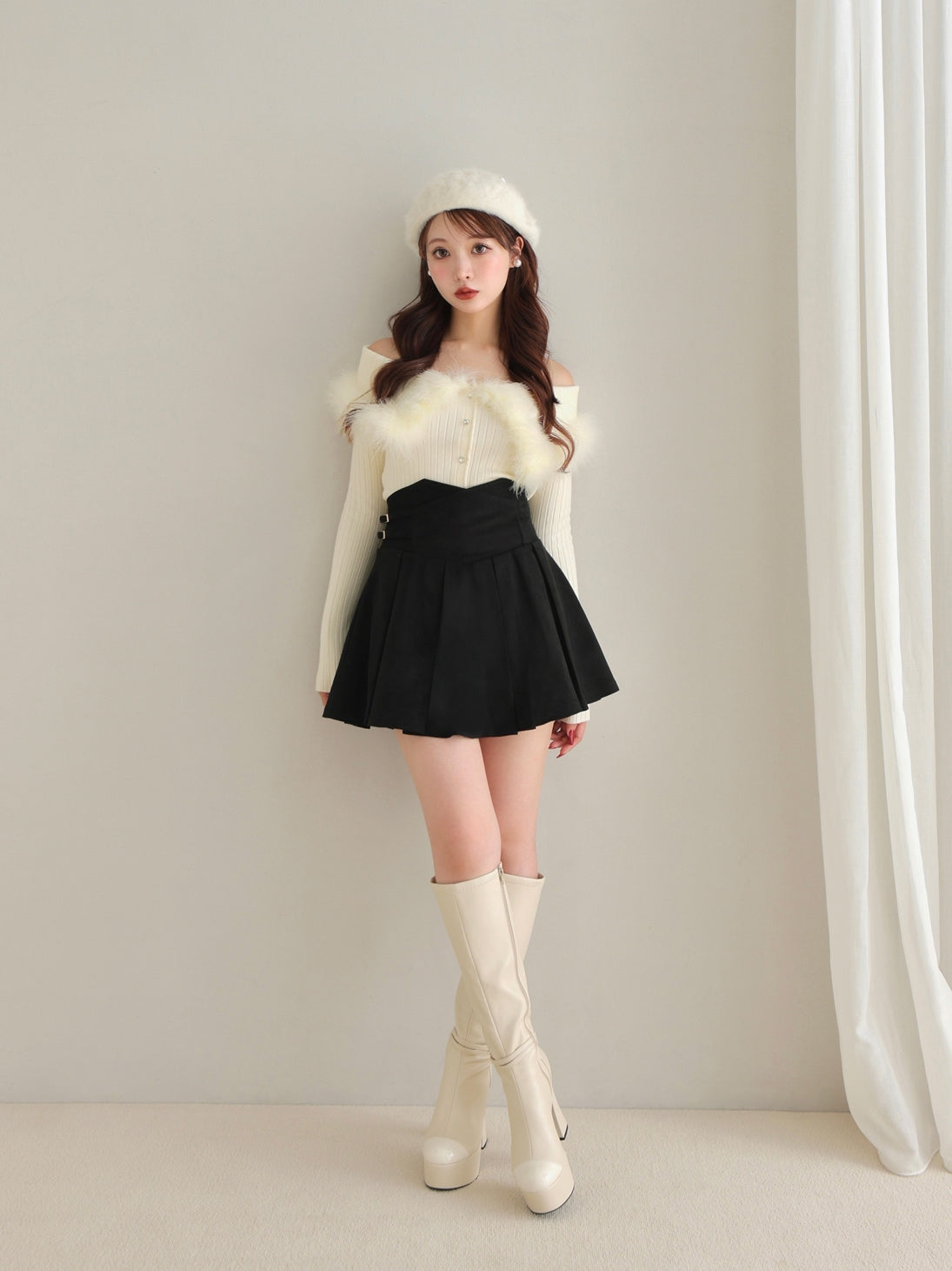 Off shoulder feather knit(eme10787) – M me eme