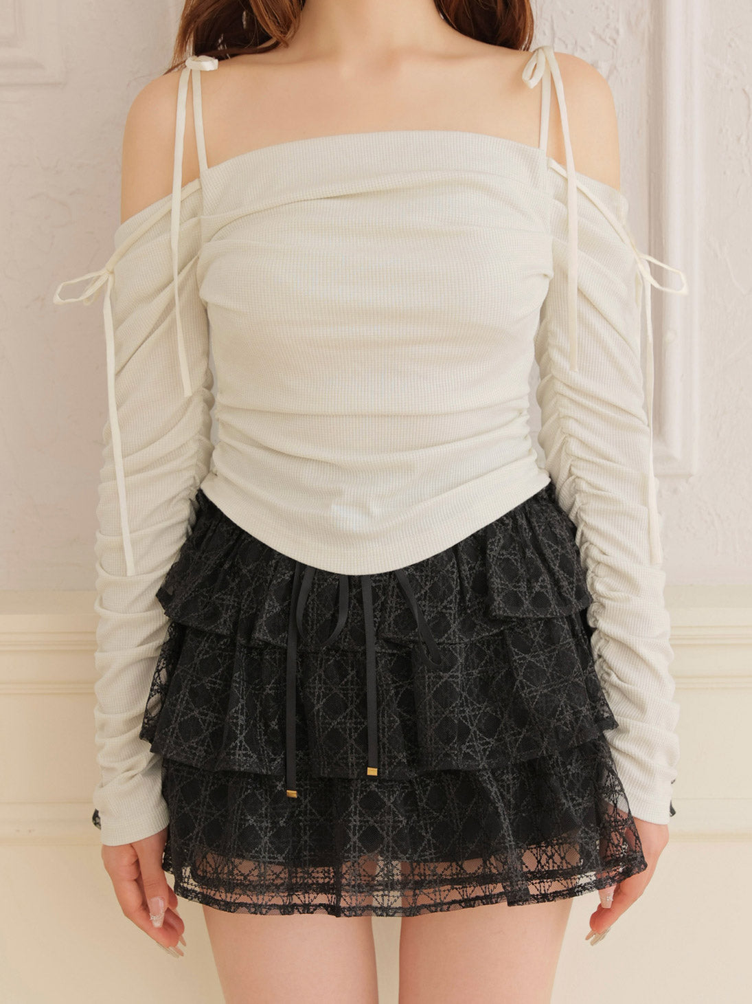 【Pre Order】Ribbon ribbed knit(eme10773)