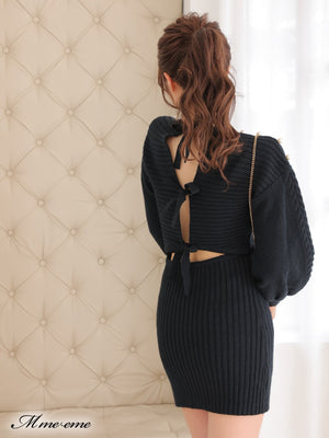 【SALE】Back ribbon knit dress (eme10112)