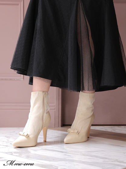 【SALE】Dot tulle short boots (eme10281)