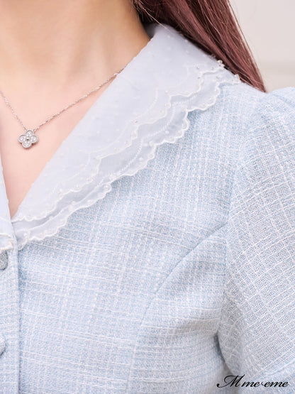 【SALE】Lace collar tweed jacket (eme10404)
