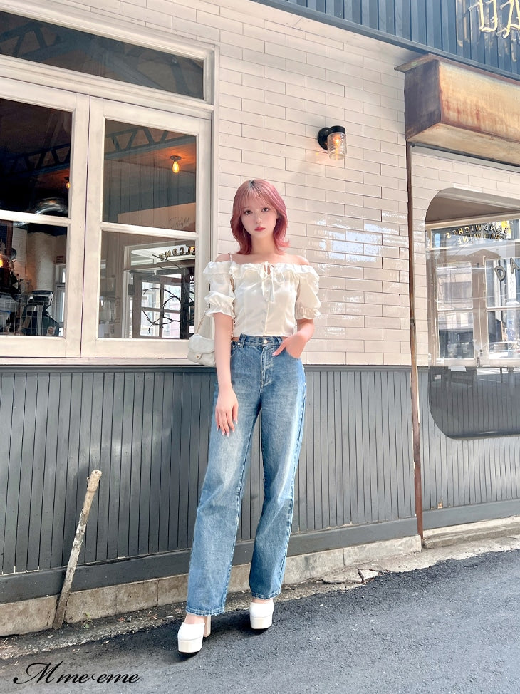 【SALE】Waist cut straight denim (eme10315)