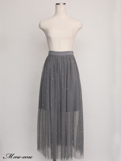 【SALE】Bijou tulle long skirt (eme10420)