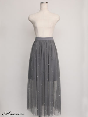 【SALE】Bijou tulle long skirt (eme10420)