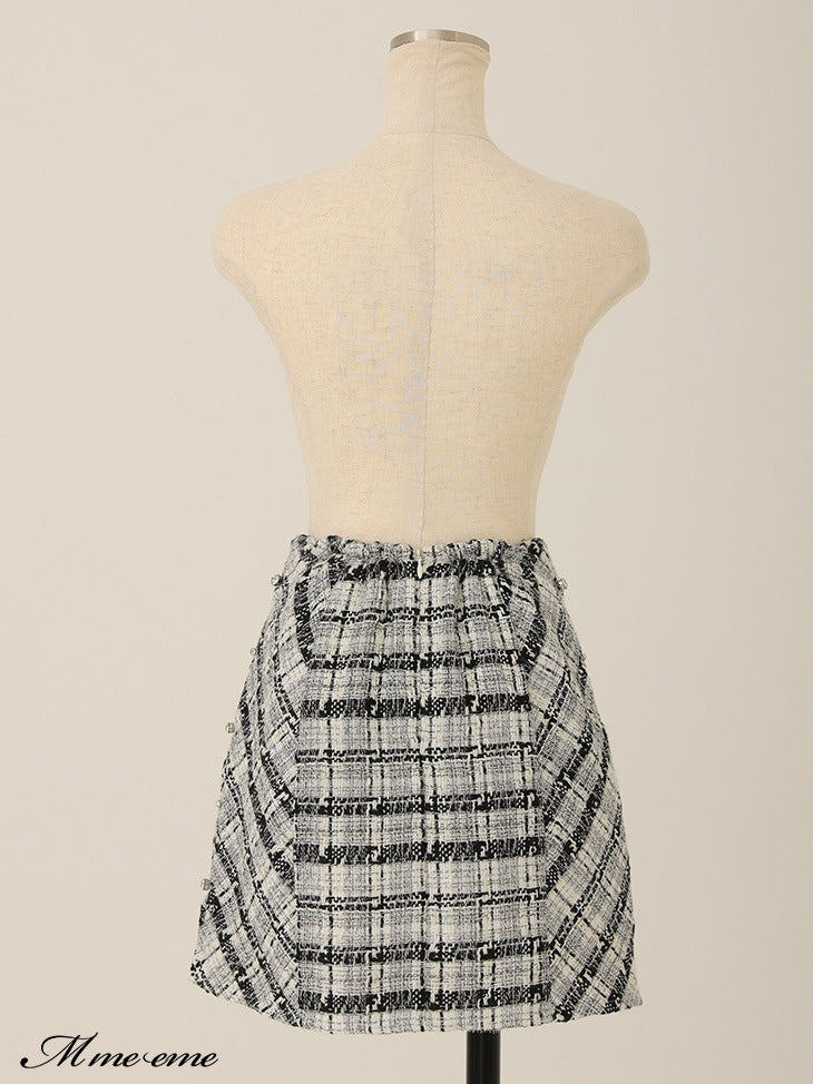【SALE】Lame tweed trapezoidal skirt (eme10507)