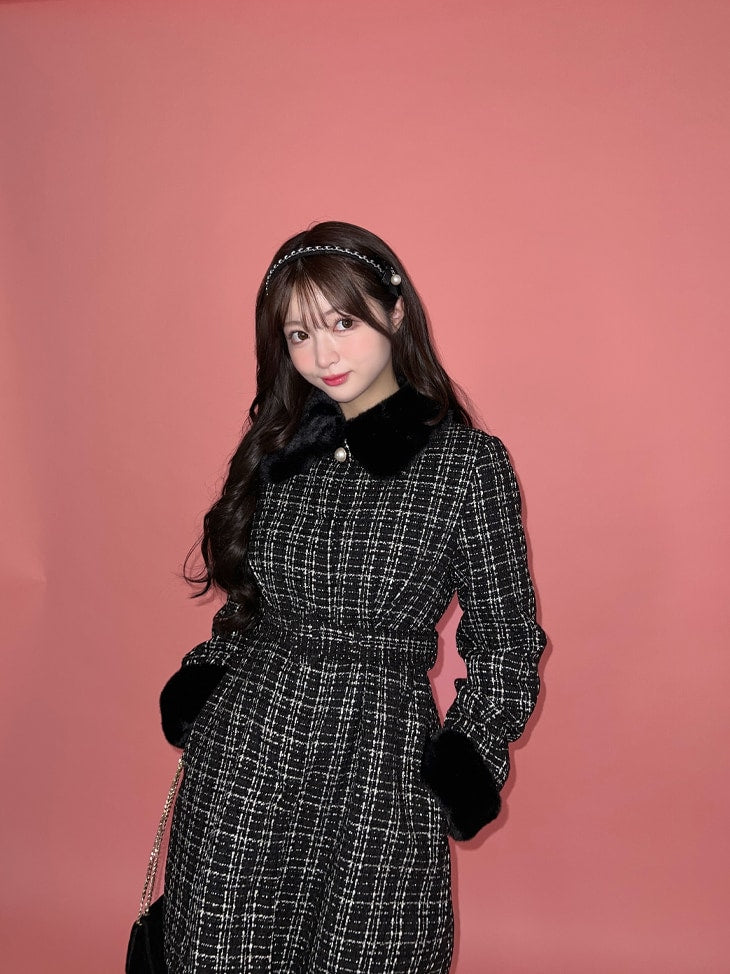 【SALE】Lame tweed fur coat (eme10508)