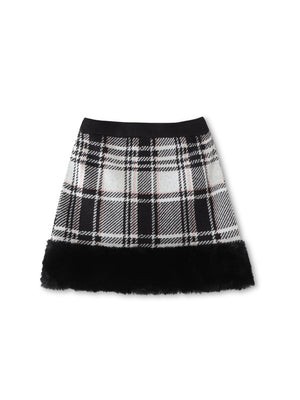 【SALE】Check knit fake fur skirt(eme10365)