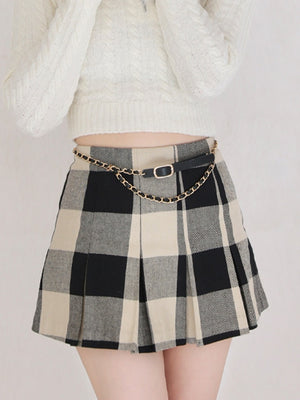 【SALE】Check box pleats skirt(eme10380)