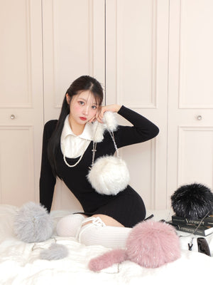 2way fake fur round bag(eme10472)