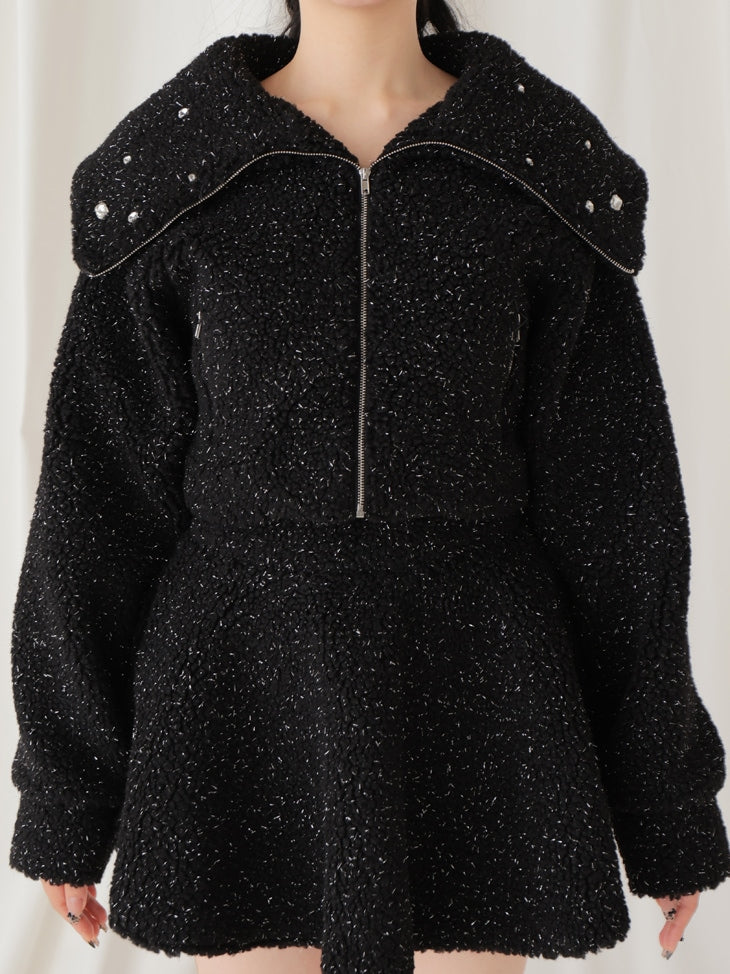 Big collar boa jacket(eme10377)