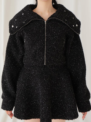 Big collar boa jacket(eme10377)