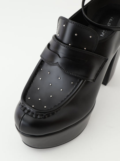 Studs leather loafer(eme10606)