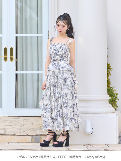 Spiral frill flower long onepiece(eme10540)