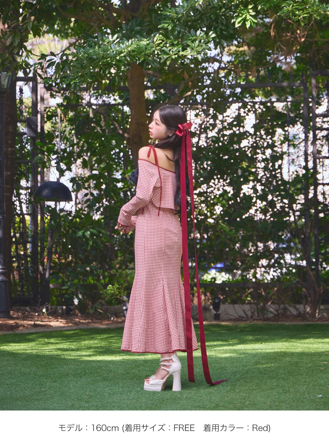 mmeeme ギンガムチェックアンサンブルロングワンピース エムミーエメ新作ギンガムチェックアンサンブルロングワンピース