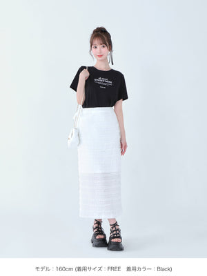 Ribbon sweet logo t-shirt(eme10709)