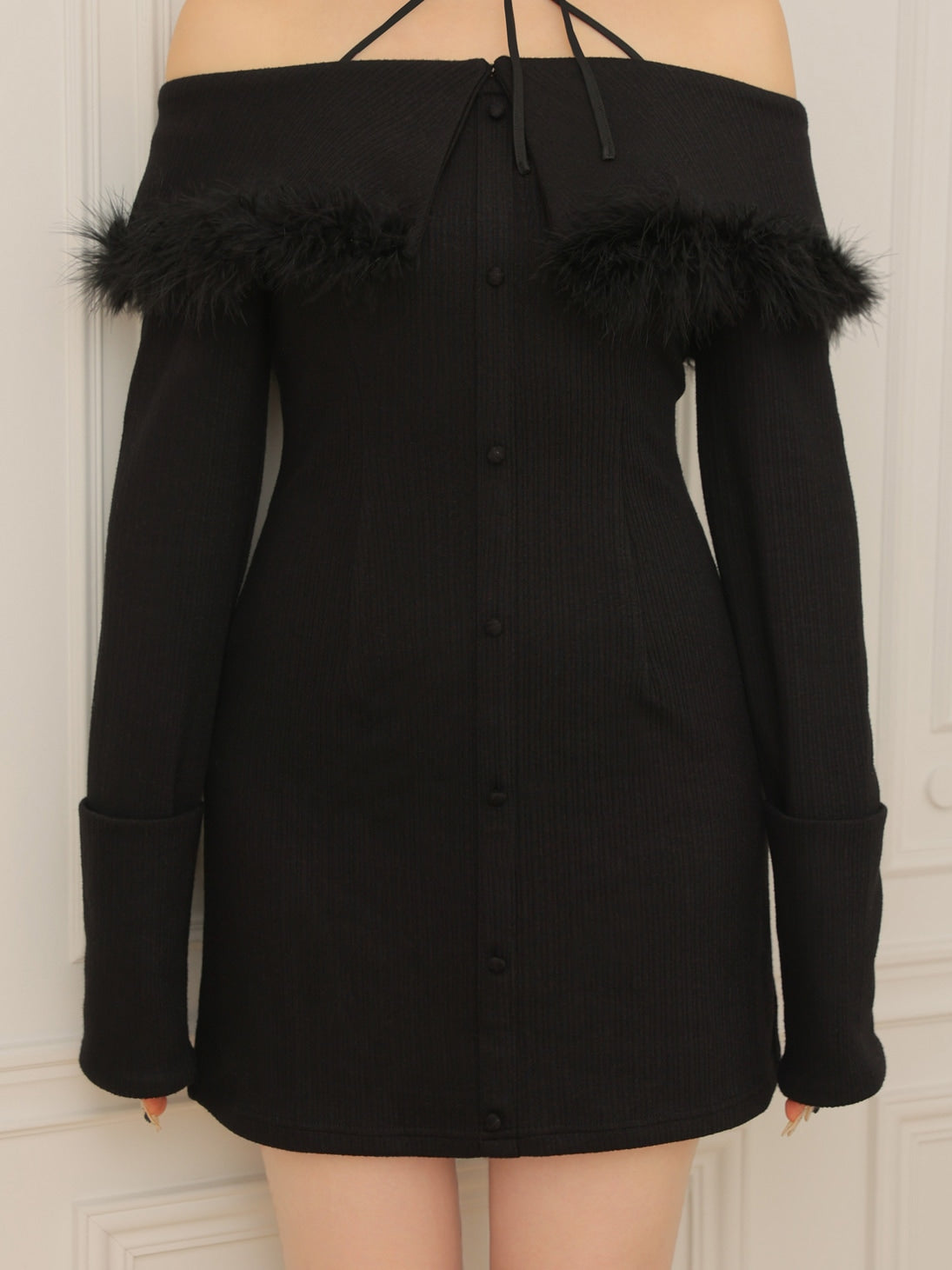 2way feather collar mini onepiece(eme10375) – M me eme