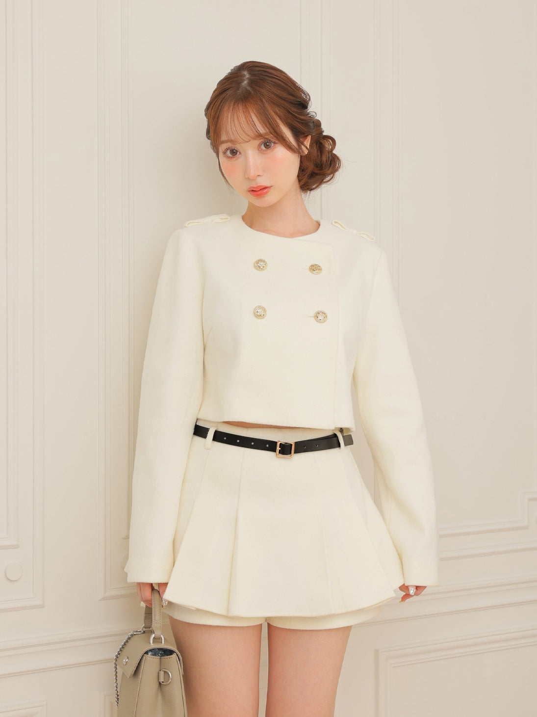 Melton belt mini skirt(eme10499)