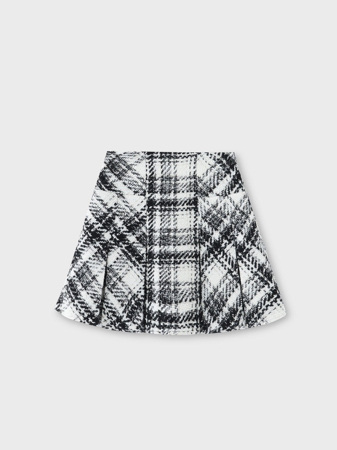 Roving check box pleated skirt(eme10726)