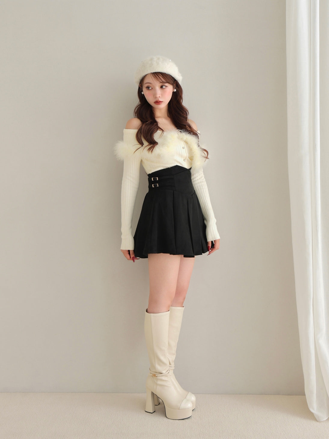 Gloss line platform long boots(eme10806)