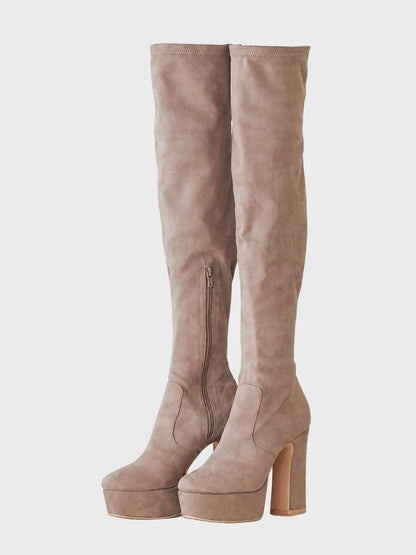 [SALE] Pearl Heel Knee-High Boots (eme10280)